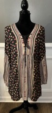FREE PEOPLE boho tie front long sleeve mini dress size XS
