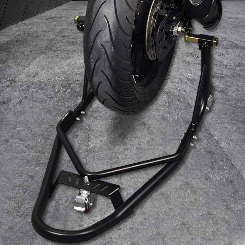 Soporte para moto elevador de rueda trasera ajustable basculante carretilla elevadora soporte para paddock Foto 3 de 4