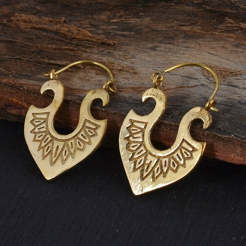 Pendientes tribales de latón de oro festival pendientes gitanos aro hindú | eBay