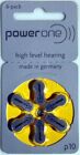 Power One Hearing Aid Battery p10 - Lot of 36 Batteries 6 Packs of 6 Batteries