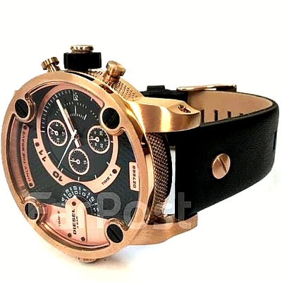 New Unique Diesel Mens watch Little Daddy DZ7268 Black Leather