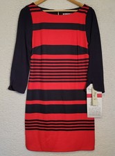 Eliza J Green Womens Dress Size 8 NEW NWT Red Blue 3/4 Sleeve Knee Length 1565