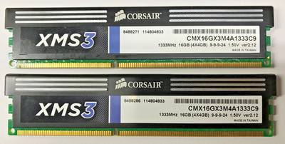 Corsair XMS3 8GB (2x4GB) DDR3 CMX16GX3M4A1333C9  9-9-9-24 1333 MHz 1.50V #R2761