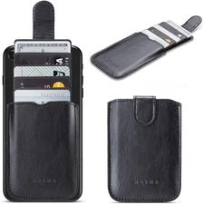 Phone Card Holder RFID Blocking Sleeve, Pu Leather Back Phone Wallet Stick-On Pu