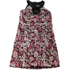 Ann Taylor LOFT Dress Womens 4 Pink White Floral Halter Beaded Mini Cotton