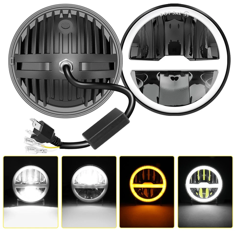 Faros LED redondos 4 piezas DOT 5,75" 5-3/4" con DRL para camioneta Datsun 620 1972-1974 Foto 4 de 4