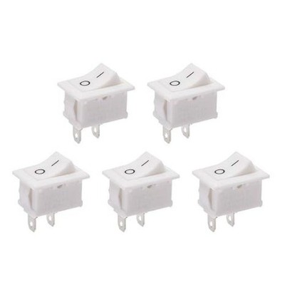 5 Pcs SPST 2-Position On/Off 2-Pin Boat Rocker Switch, Toggle White Snap Fit, AC