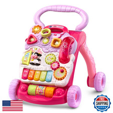 VTech Sit-to-Stand Learning Walker Pink Baby Toddler Interactive Activity Toy