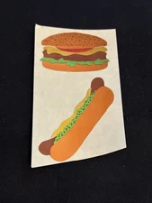 Vintage 80’s HAMBLY Foil Mylar Hamburger & Hot Dog Stickers