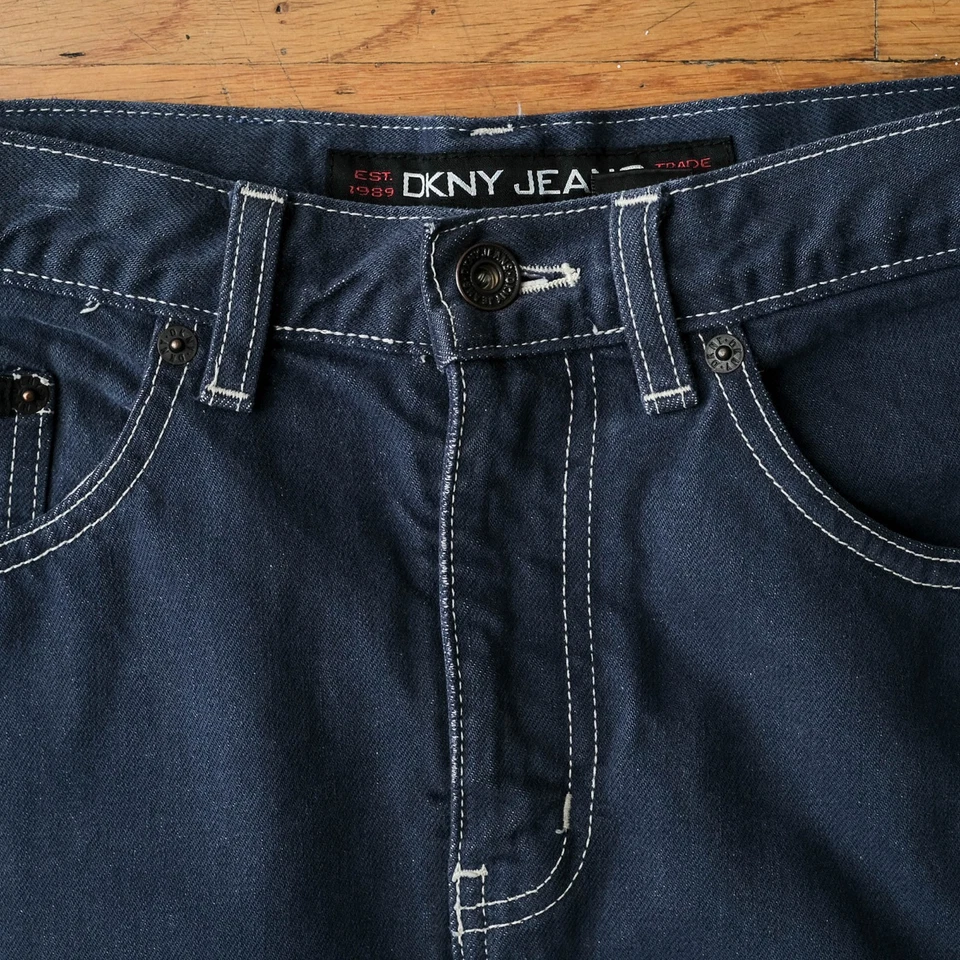 Vintage 90s DKNY Jeans Denim Mini Skirt Navy Size 2 Retro Classic Summer Casual - Image 2 of 4