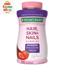 Nature's Bounty Hair, Skin & Nails Vitamins With 6000mg Biotin  230 Strawberry