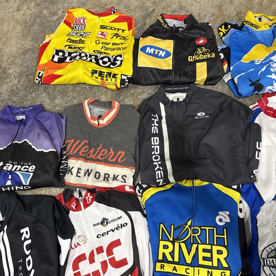 Lote de 27 Camisetas de Ciclismo Tallas Mixtas Mezcla Hombre’s Mujer’s Promo Logotipos Babero Shirt Foto 4 de 4