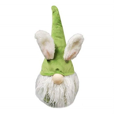 Green Easter Bunny Ear Hat Gnome Plush Sitter Figurine Rabbit 12 Inch New