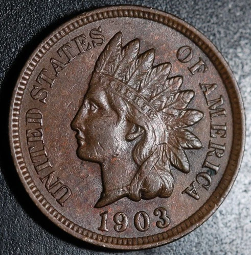 1903 INDIAN HEAD CENT - With LIBERTY & Near 4 DIAMONDS - AU UNC