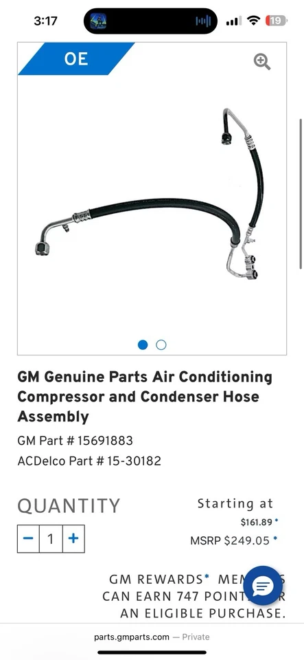 A/C Manifold Hose Assembly ACDelco GM Original Equipment 15691883 - Image 2 of 2