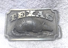 1979 Bergamot Silver Rectangle Texas Armadillo Rectangle USA Made Great Vintage