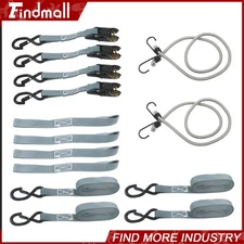 Findmall 4 Pack Ratchet Tie Down Straps 1" x 15 FT Break Strength 2200lbs - Grey
