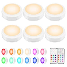 LED Puck Lights with Remote Control, Wireless Under Cabinet  Closet Lighting,...