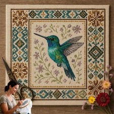 Hummingbird Cross Stitch Kit,Cardinal Embroidery,Cross Stitch Kits for Beginners