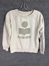 ISABEL MARANT ETOILE MILLY Grey White Logo Sweatshirt Fleece Jumper Knit Size 38