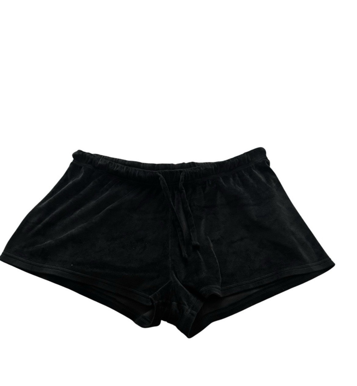 Juicy Couture Black Drawstring Sweat Shorts Women's Large Rhinestone Logo