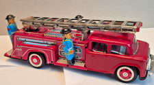STI Toys Tin Litho FIRE TRUCK w/ Automatic Bumper Activated Fire Ladder