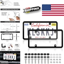 Clear License Plate Covers 2 Pack Unbreakable Plastic Protectors with Frames