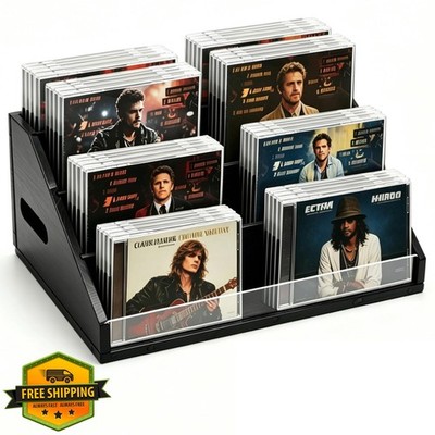 Wanyshapy Black 4-Tier CD Holder Display Stand