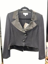 Women  s St. John By Marie Gray Black Knit Button Up Jacket Size 12