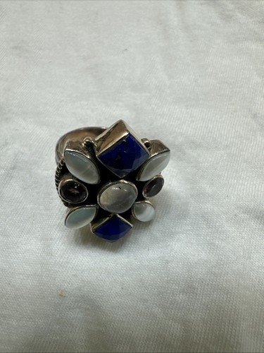 Nicky Butler Sterling Silver Blue Lapis Moonstone Amethyst Pearl Ring Size~ 7.5 - 第 1/10 張圖片
