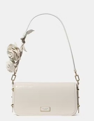 Kate Spade New York Floral Patent Leather Shoulder Bag Cashew milk (KM230)