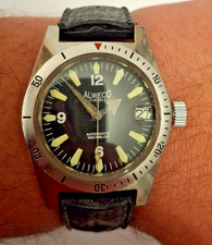 Vintage Alweco Deepdiver 20 ATM Alstater automatic skin diver watch swiss made