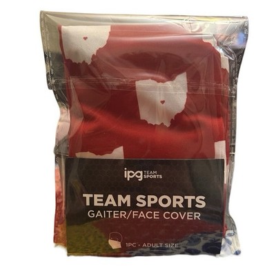 Ohio State IPH Team Sports Gaitor Face Cover Adult Size Red & White Buckeye OSU