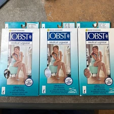 JOBST UltraSheer Lot 3Pr Knee Hi CT 20-30mmHg Stockings SMALL 2 Natural 1 Beige