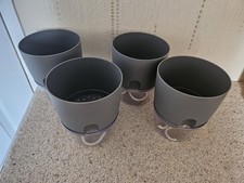 Set Of 4 Self-watering Plant Pots, 15cm Plastic Planter