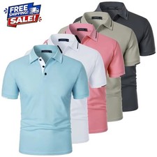 Men's Casual Polo Shirts Short Sleeve Golf Sport Outdoor Team Active Work T Tops