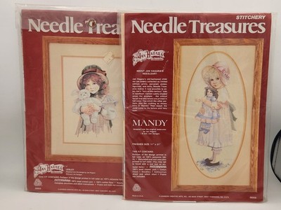 VTG NOS Set Of 2 NEEDLE TREASURES Embroidery Stitchery Kits MANDY & LESLEY