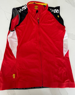 MAVIC Blue Cycling Full Zip Sleeveless Bicycle Shirt: XL Red