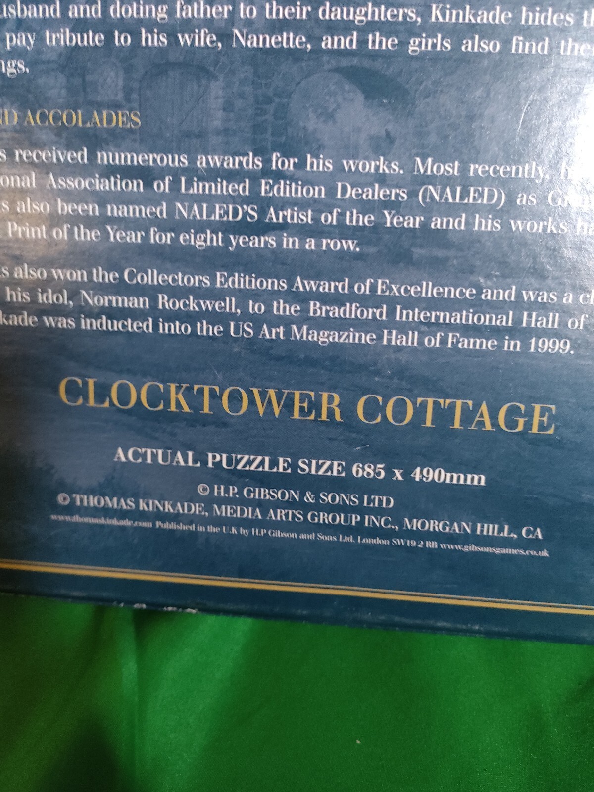 THOMAS KINKADE CLOCKTOWER COTTAGE 1000 PIECE JIGSAW PUZZLE PRELOVED