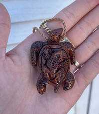 Genuine Koa Wood Hawaiian Jewelry Turtle Honu Pendant Choker/Necklace 45056
