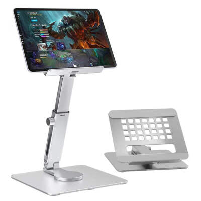 Aluminum Tablet Stand Desk Riser 360° Rotation Multi-Angle Height Adjustable Fol