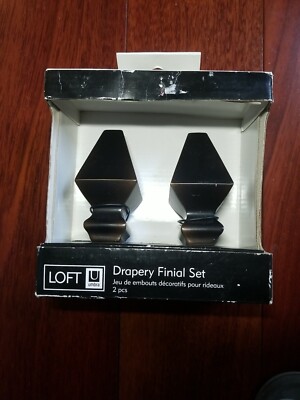 Loft Umbra Drapery Curtain Finial Spear Darjeeling 4  Bronze Set NIB New