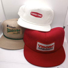 Vintage USA MADE Farmer Trucker Cap Hat Lot Dow Elanco Vigoro ChoreTime Snapback