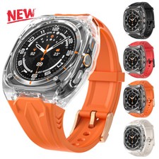 Silicone Band For Samsung Galaxy Watch Ultra 47mm PC Bumper Case  Strap Mod Kit