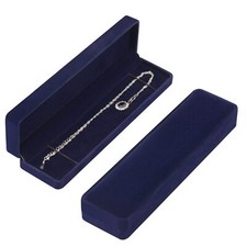 2 Pcs Long Velvet Jewelry Chain Necklace Gift Box Bracelet Storage Case
