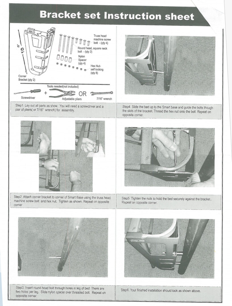 Zinus/Glideaway 10” Elite SmartBase Bed Frames Headboard Bracket, Set
