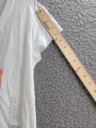 William Rast Viva Sequined Pump Up The Volume Top Women's L White Short Sleeve - Picture 5 of 17