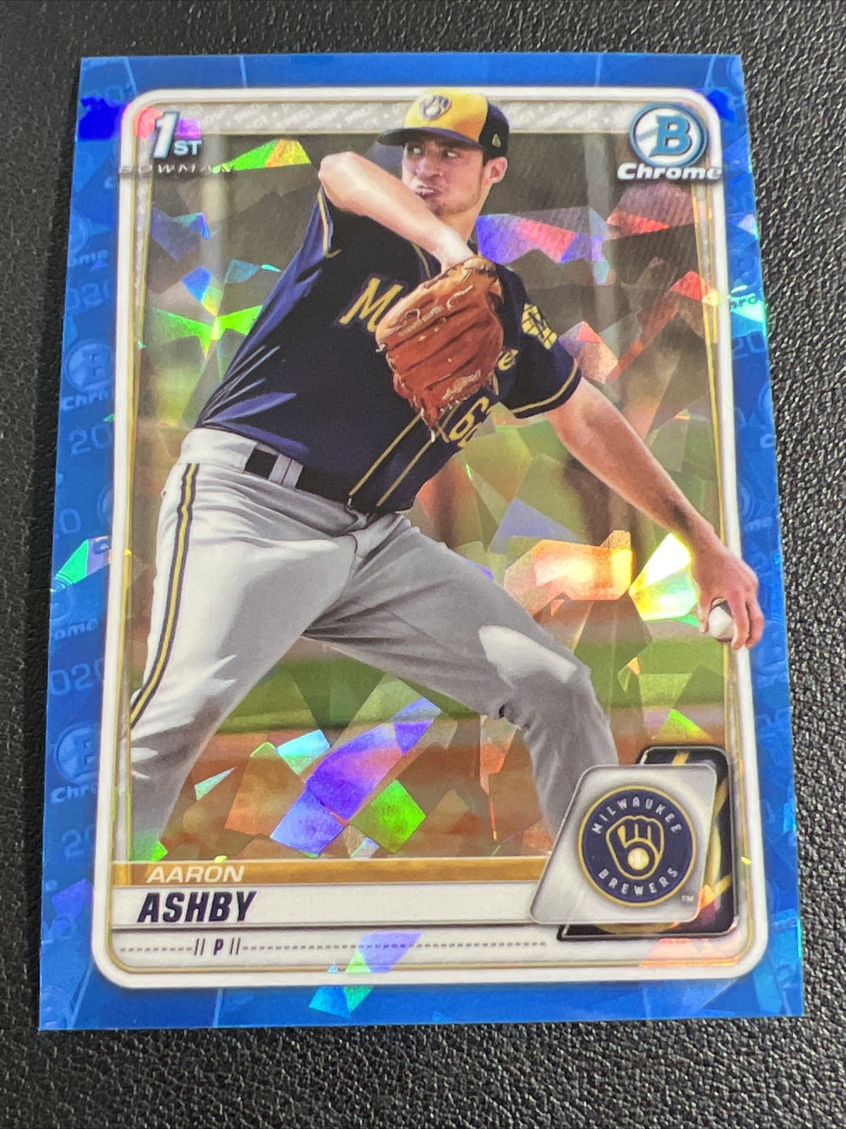 2020 Bowman Chrome Sapphire Aaron Ashby Brewers RC BCP-57 Rookie Card