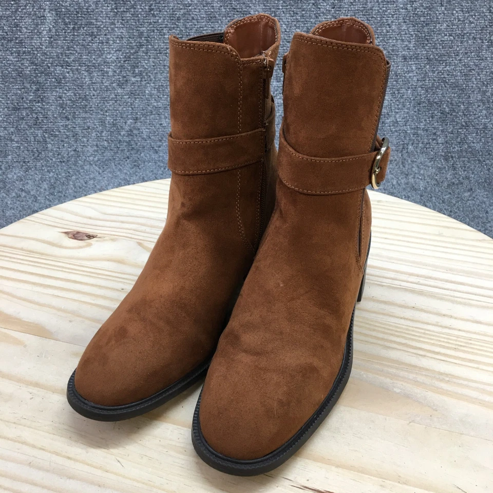 Liz Claiborne Boots Womens 7 Wide Ellison Western Chelsea Brown Ankle Top Casual - Image 4 of 4