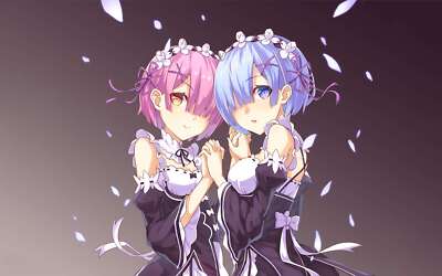 Anime girls pale rem ram rezero kara hajimeru isekai Playmat Gaming Mat Desk
